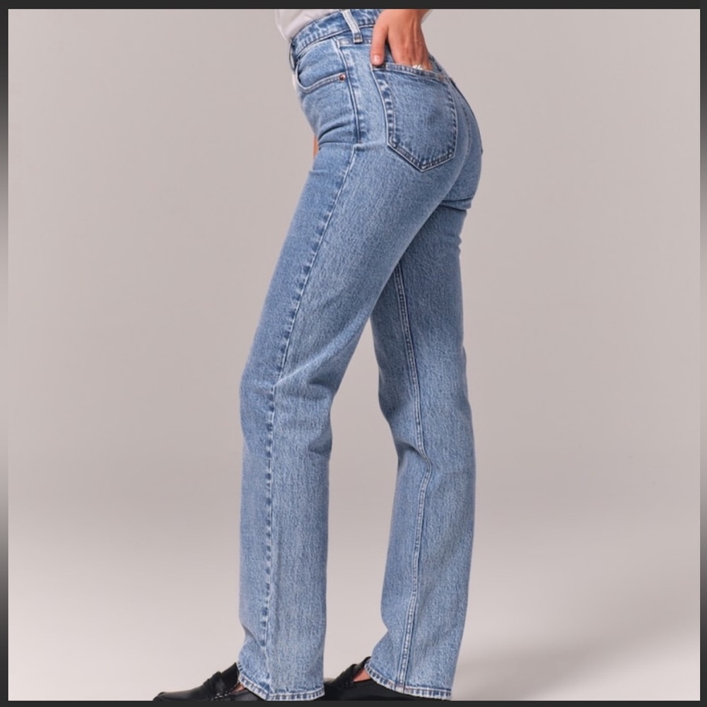 Abercrombie & Fitch Light Blue High-Rise Straight Jeans